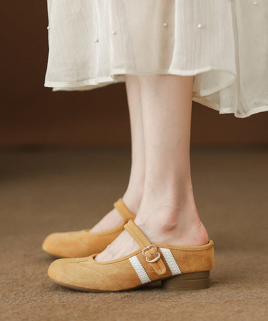 Silver Suede Splicing Buckle Strap Slide Sandals