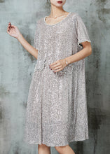 Load image into Gallery viewer, Silvery Sequins Mid Dress Nail Bead Summer