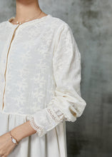 Load image into Gallery viewer, Simple Apricot Embroidered Cotton Vacation Dresses Spring