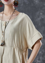 Load image into Gallery viewer, Simple Beige Oversized Wrinkled Cotton Two Pieces Set Summer