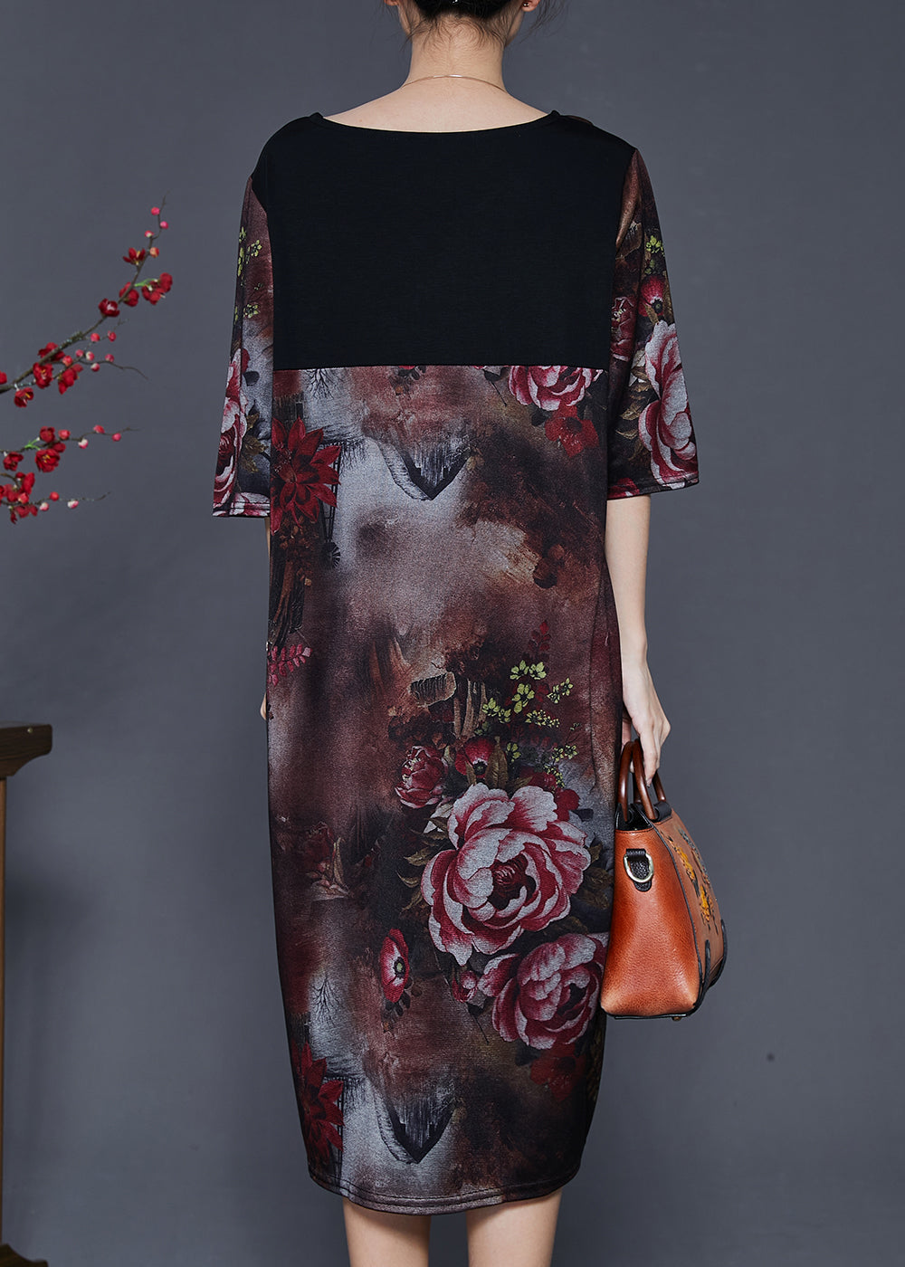 Simple Black Asymmetrical Patchwork Side Open Chiffon Dresses Summer