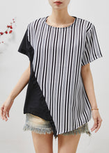 Load image into Gallery viewer, Simple Black Asymmetrical Patchwork Striped Tank Summer