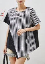 Load image into Gallery viewer, Simple Black Asymmetrical Patchwork Striped Tank Summer