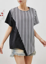 Load image into Gallery viewer, Simple Black Asymmetrical Patchwork Striped Tank Summer