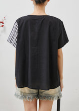 Load image into Gallery viewer, Simple Black Asymmetrical Patchwork Striped Tank Summer