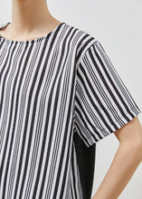 Load image into Gallery viewer, Simple Black Asymmetrical Patchwork Striped Tank Summer