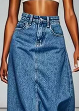 Load image into Gallery viewer, Simple Blue Pockets High Waist Denim Maxi Skirts Summer