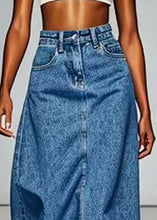 Load image into Gallery viewer, Simple Blue Pockets High Waist Denim Maxi Skirts Summer