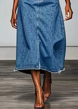 Load image into Gallery viewer, Simple Blue Pockets High Waist Denim Maxi Skirts Summer