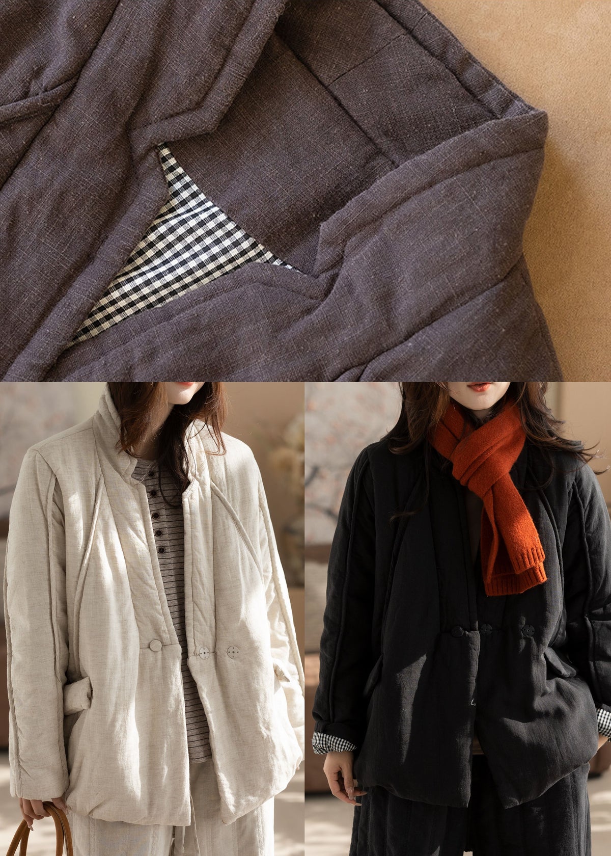 Simple Brown Oversized Fine Cotton Filled Trench Winter