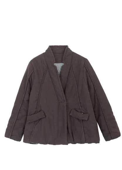 Simple Brown Oversized Fine Cotton Filled Trench Winter