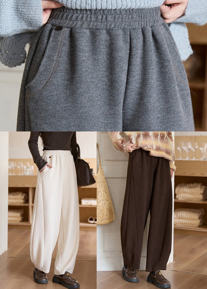 Simple Coffee Original Design High Waist Woolen Pants