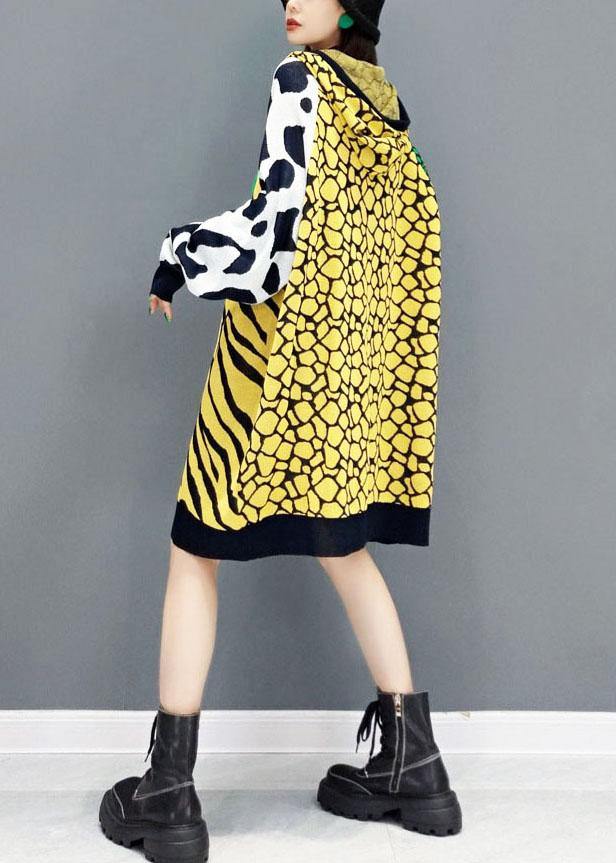 Simple Color Block Hooded Patchwork Fall Print Sweatshirt - SooLinen