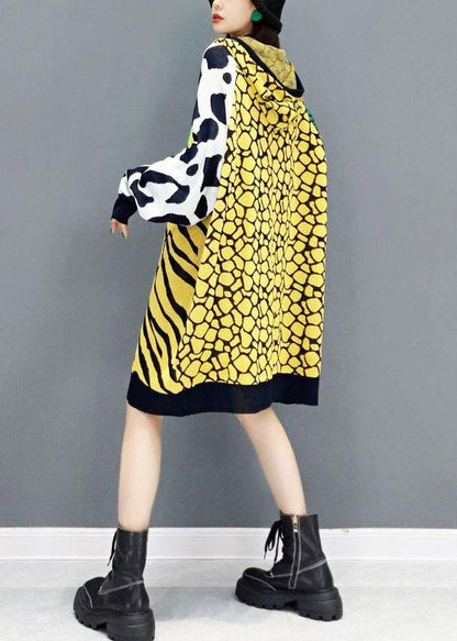 Simple Color Block Hooded Patchwork Fall Print Sweatshirt - SooLinen