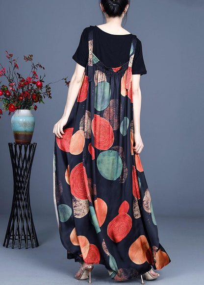 Simple Dot Summer A Line Spaghetti Strap Dress - SooLinen