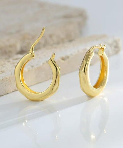 Simple Gold Metal Overgild Hoop Earrings