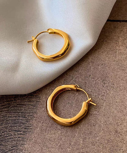 Simple Gold Metal Overgild Hoop Earrings