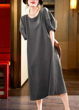 Load image into Gallery viewer, Simple Green O-Neck Patchwork Long Dress Short Sleeve