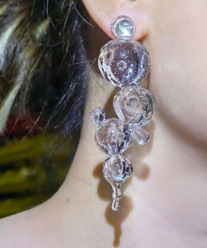 Simple Icy Transparent Bubble Geometric Resin Drop Earrings