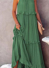 Load image into Gallery viewer, Simple Light Blue Ruffled Patchwork Wrinkled Long Dresses Summer
