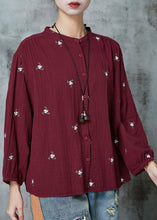 Load image into Gallery viewer, Simple Mulberry Embroidered Cotton Shirt Spring