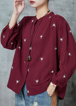 Load image into Gallery viewer, Simple Mulberry Embroidered Cotton Shirt Spring