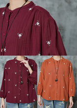 Load image into Gallery viewer, Simple Mulberry Embroidered Cotton Shirt Spring