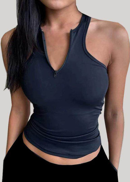 Simple Navy Backless Silm Fit Sports Top
