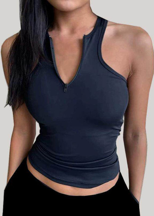 Simple Navy Backless Silm Fit Sports Top