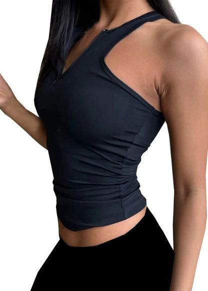 Simple Navy Backless Silm Fit Sports Top