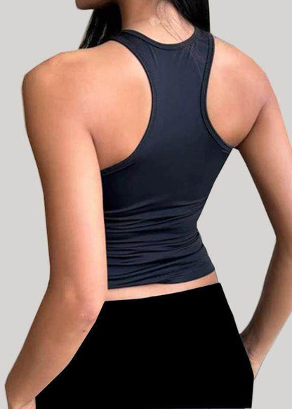 Simple Navy Backless Silm Fit Sports Top