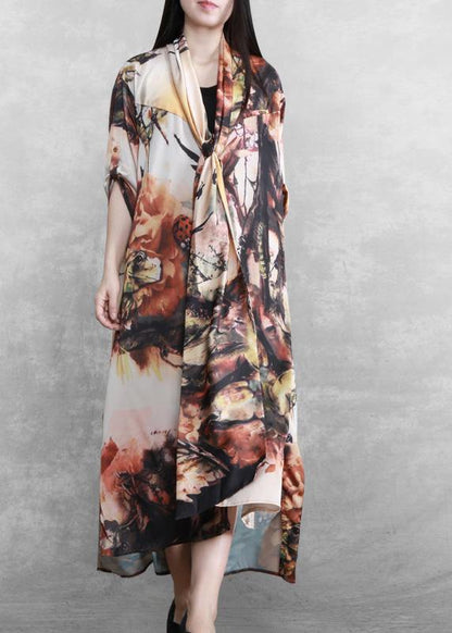 Beautiful Sunrise Paitings Silk Summer Dresses - SooLinen