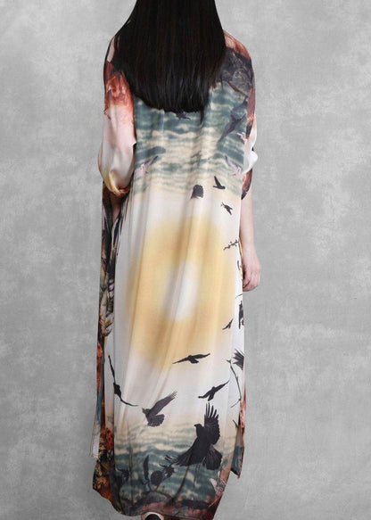 Beautiful Sunrise Paitings Silk Summer Dresses - SooLinen