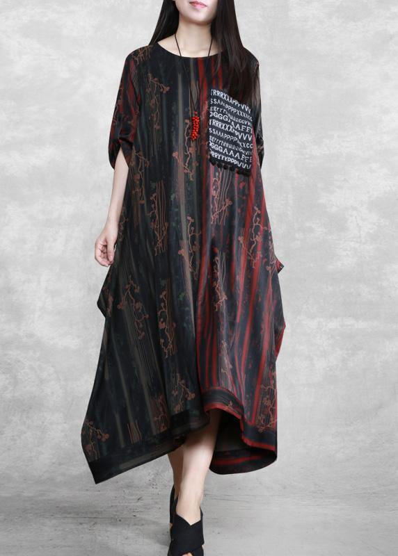 2021 Asymmetric Dresses Print Robes Spring Dresses Gown - SooLinen