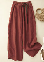 Load image into Gallery viewer, Simple Red Solid Elastic Waist Cotton Crop Pants Summer