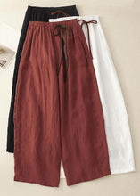 Load image into Gallery viewer, Simple Red Solid Elastic Waist Cotton Crop Pants Summer