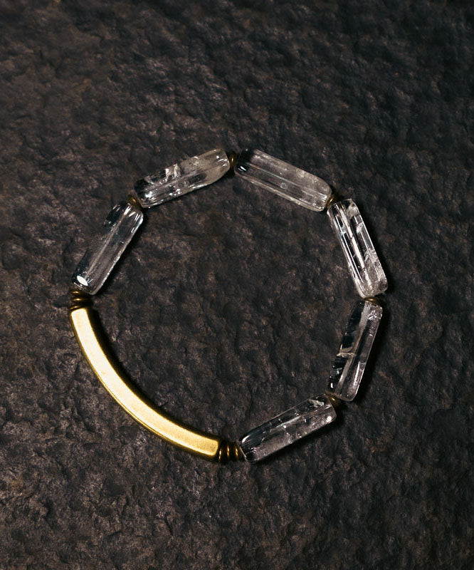 Simple Square Bar White Crystal Unisex Bracelet