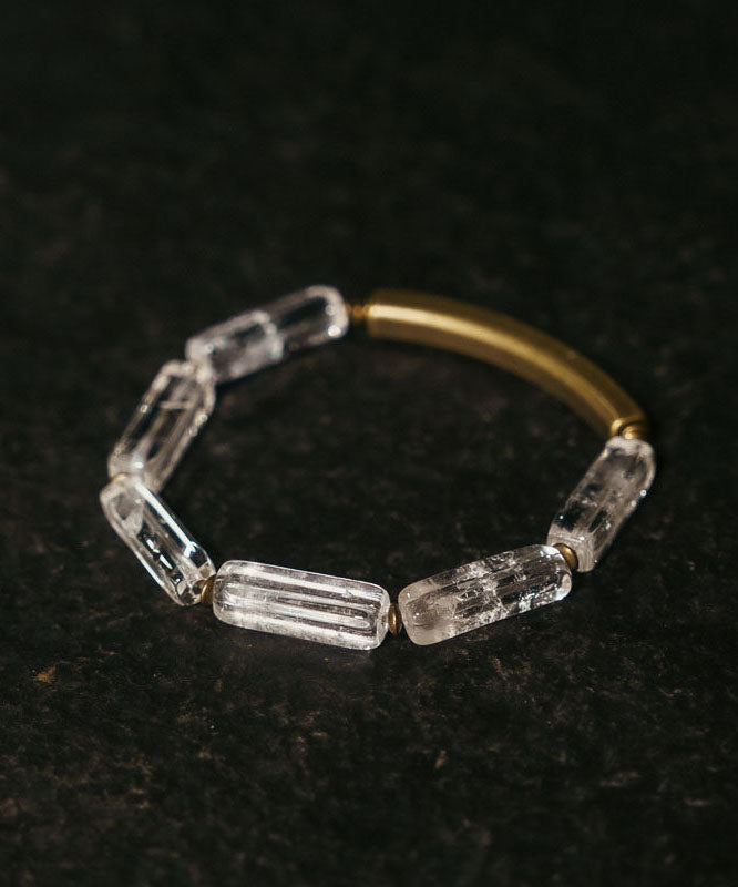 Simple Square Bar White Crystal Unisex Bracelet