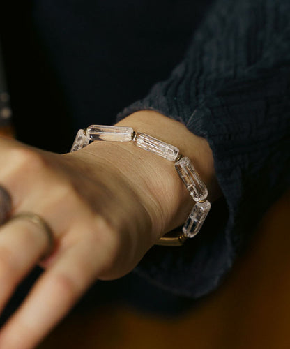 Simple Square Bar White Crystal Unisex Bracelet