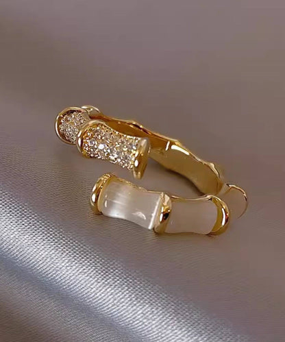 Simple Style Metal Bamboo Knot Zircon Rings