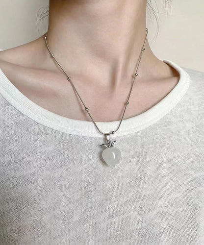 Simple Titanium Steel Natural Stone Pendant Necklace