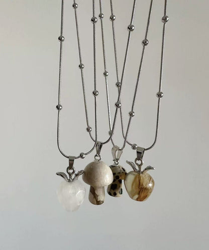 Simple Titanium Steel Natural Stone Pendant Necklace