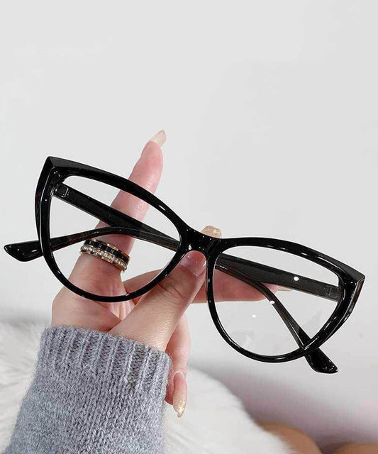 Simple Transparent Resin Cat Eye Color-Changing Full Frame Reading Glasses