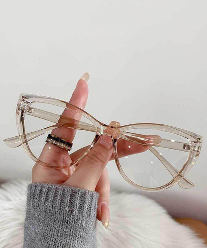 Simple Transparent Resin Cat Eye Color-Changing Full Frame Reading Glasses
