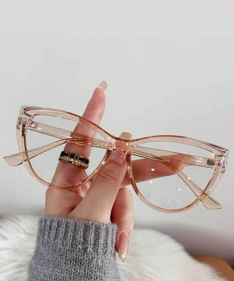 Simple Transparent Resin Cat Eye Color-Changing Full Frame Reading Glasses