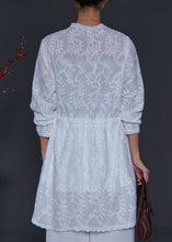 Load image into Gallery viewer, Simple White Embroidered Cotton Cinched Blouse Tops Spring