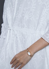 Load image into Gallery viewer, Simple White Embroidered Cotton Cinched Blouse Tops Spring