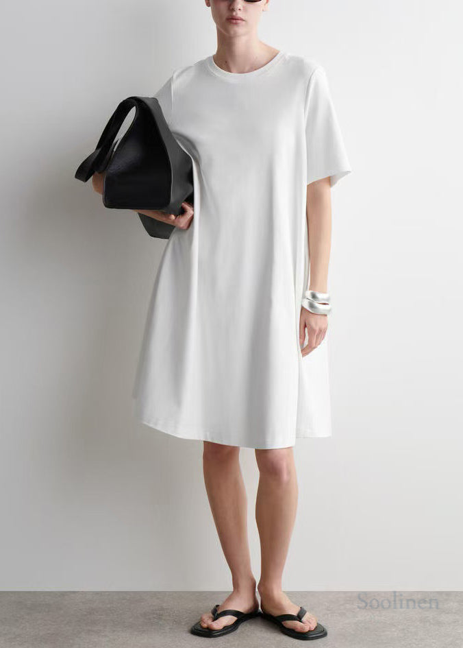 Simple White Oversized Cotton Day Dresses Summer