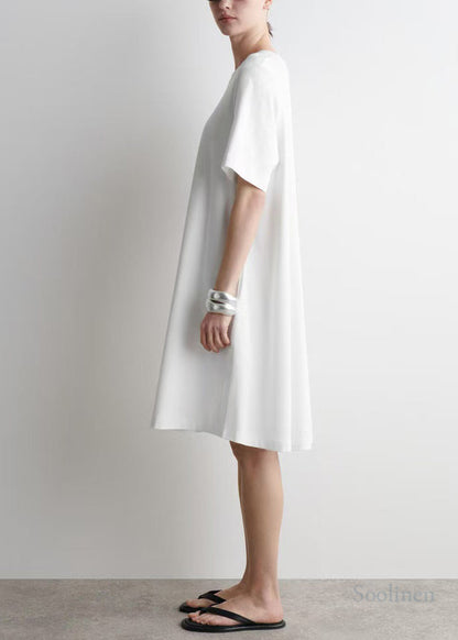 Simple White Oversized Cotton Day Dresses Summer