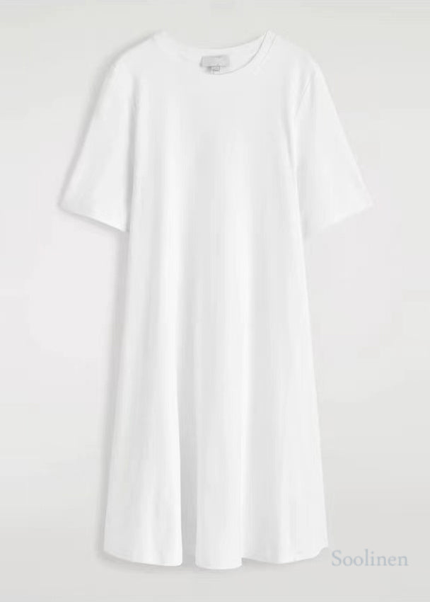 Simple White Oversized Cotton Day Dresses Summer